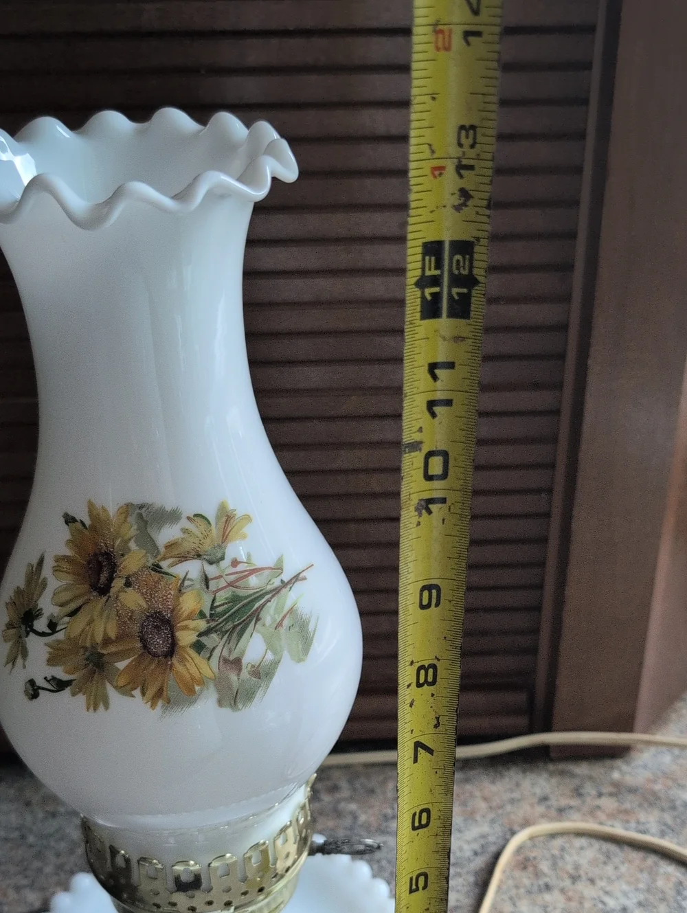 Vintage Milk Glass Hobnail Night Hurricane Electric Table Lamp Hand Painted